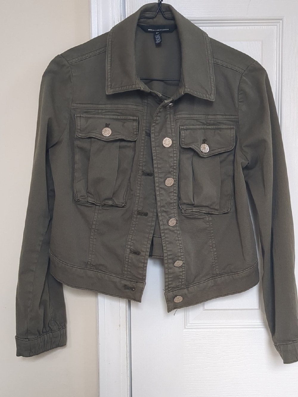 WHBM Olive Green Women's Utility Trucker Jacket XS